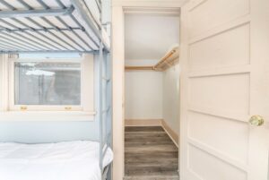 Walk in closets in two bedrooms