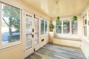 Brightly lit sunroom entrance